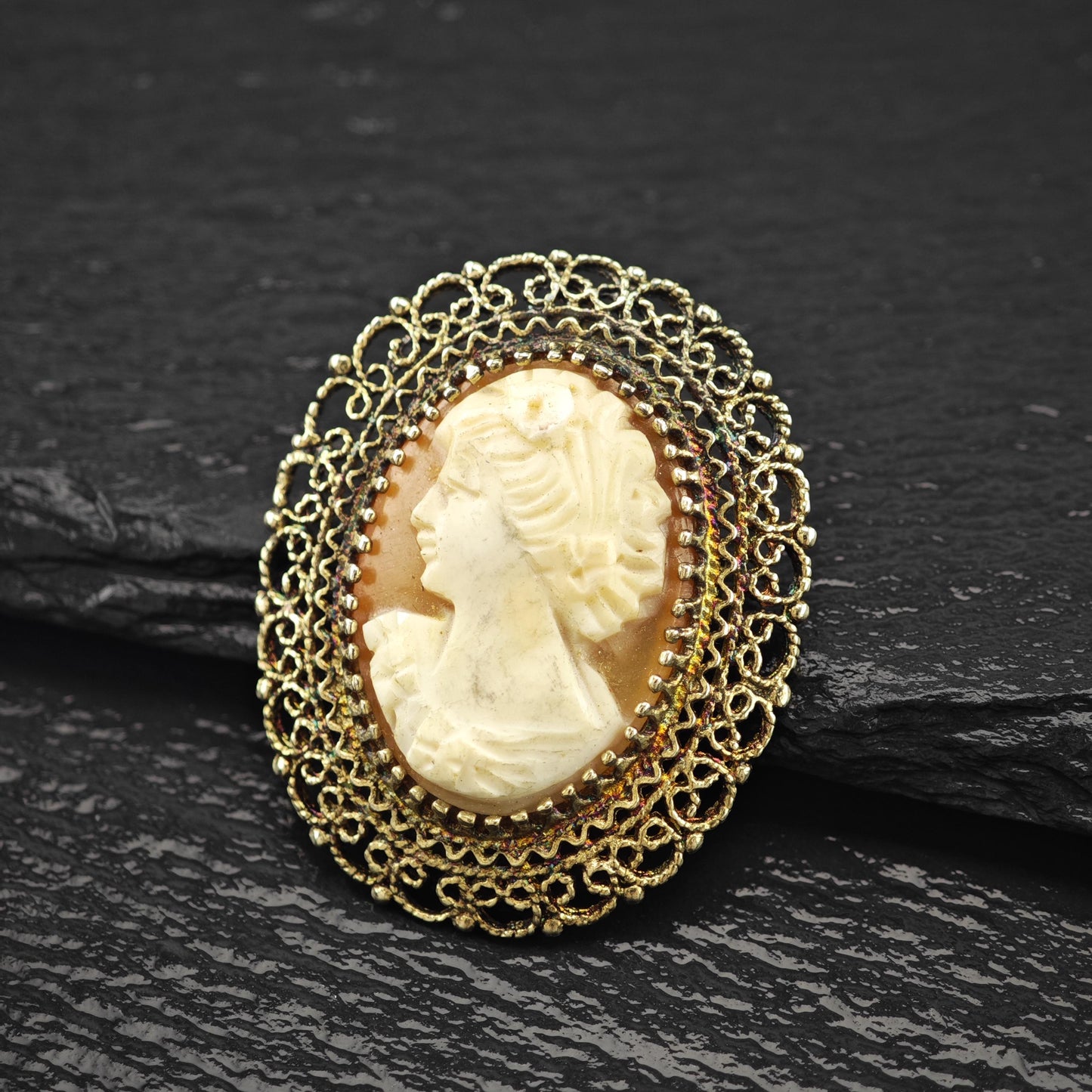 Cameo Gold Gilded Brooch/Pendant Sterling Silver