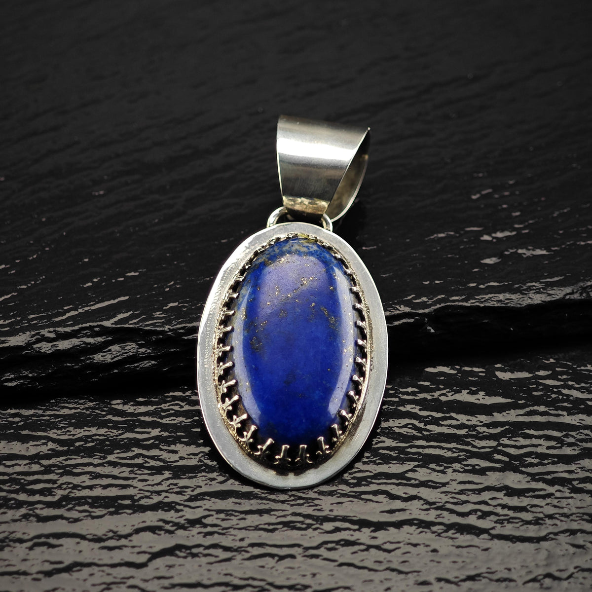 Artist Oval Lapis Sterling Silver Pendant P3160