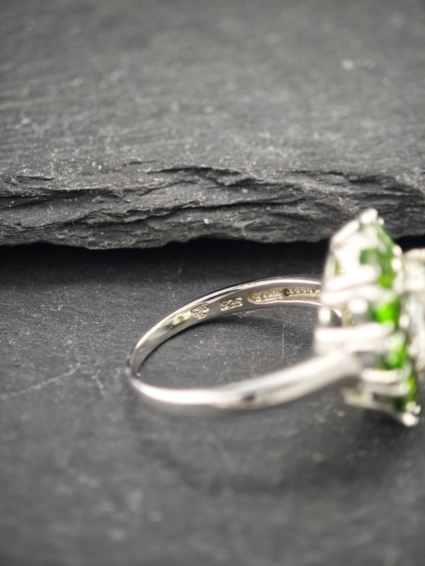 Vintage Topaz, Diopside Ring Sterling Silver