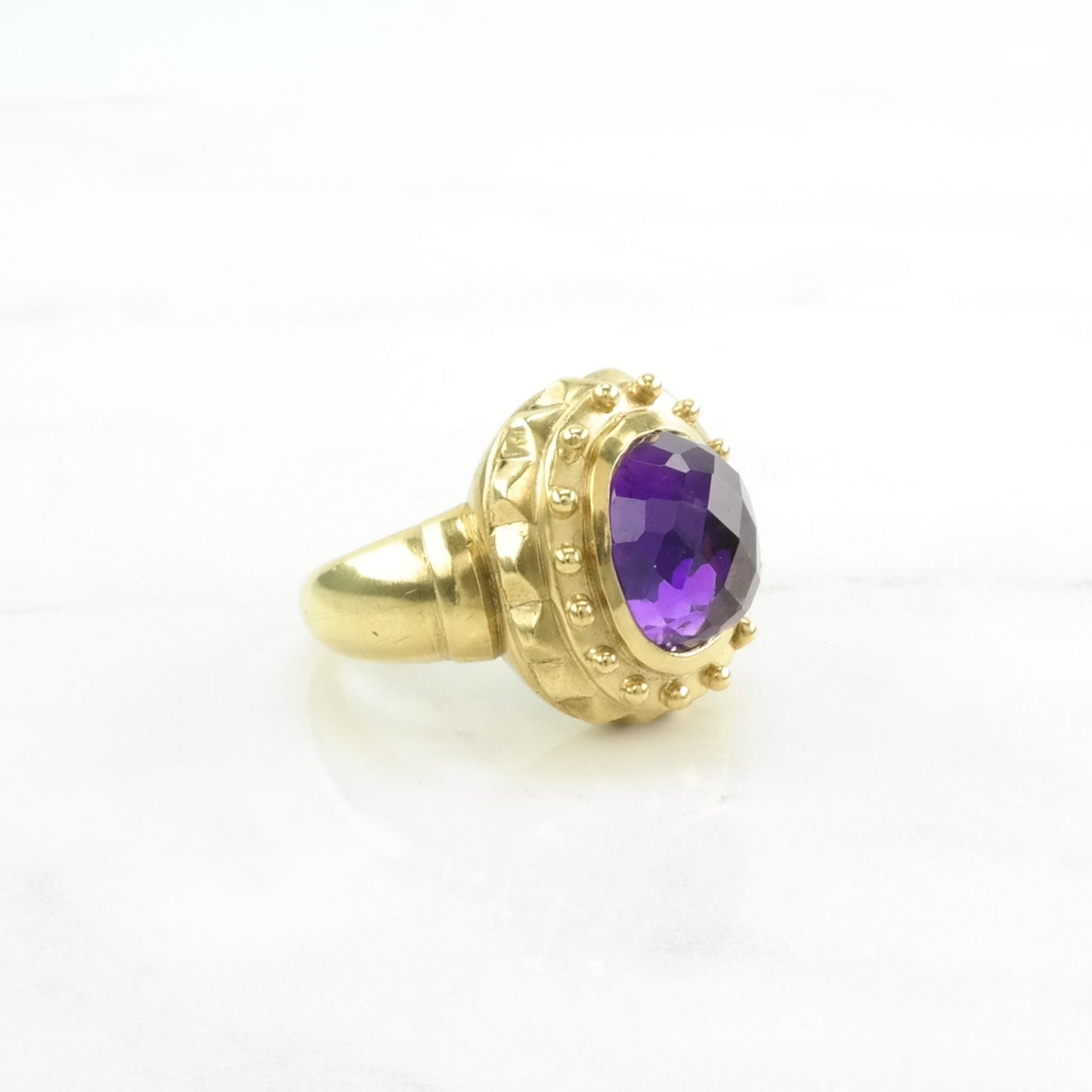 Sevan Silver Ring Amethyst Gold Plated Sterling Purple Size 7 1/4