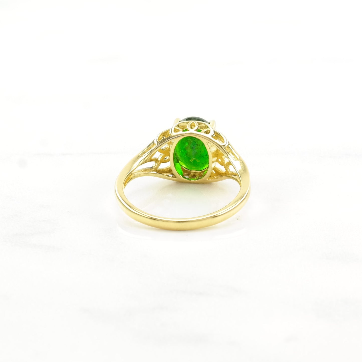 Sterling Silver Ring Chrome Diopside Gold Plated Green Size 7