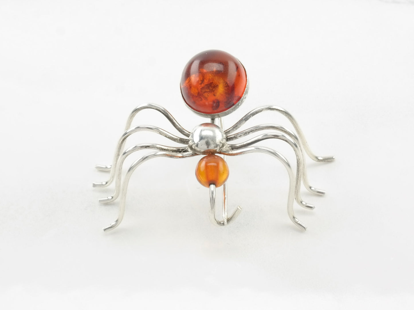 Spider Brooch Baltic Amber Sterling Silver