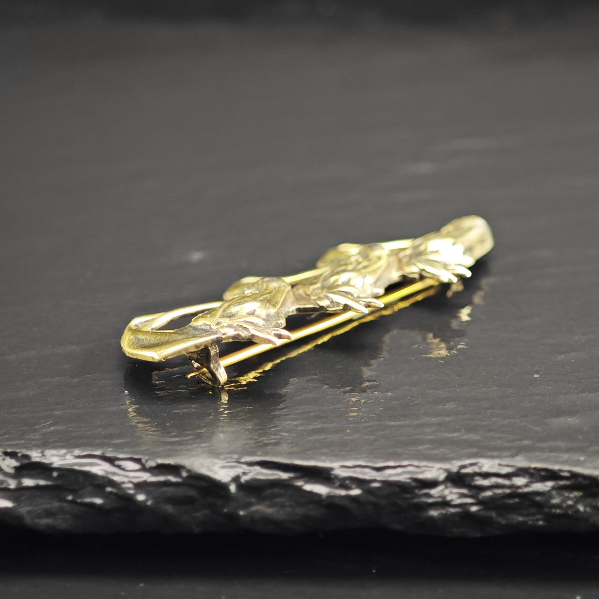 Gold Plated Horse Head Brooch Sterling Silver B2242