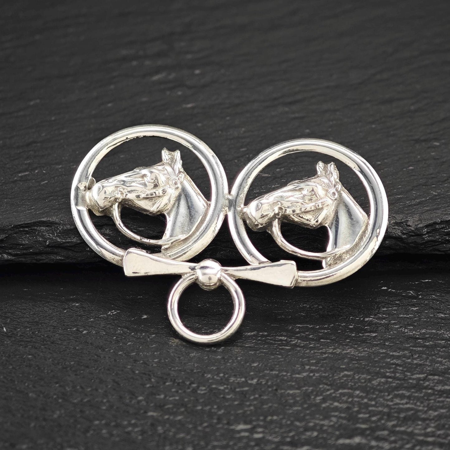 Vintage Equestrian, Horses Brooch Sterling Silver