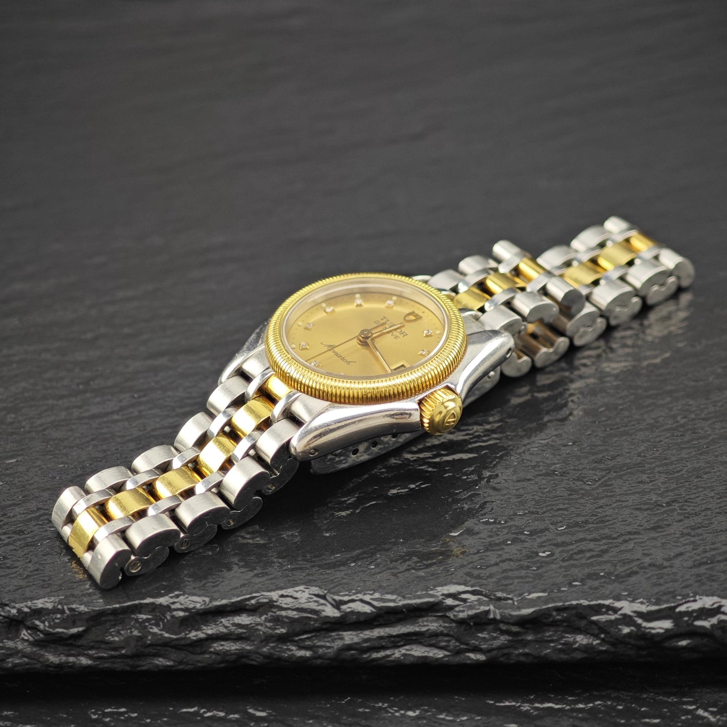 Vintage Tudor Monarch Diamond Dial Wristwatch 27mm, Stainless & 18K Gold