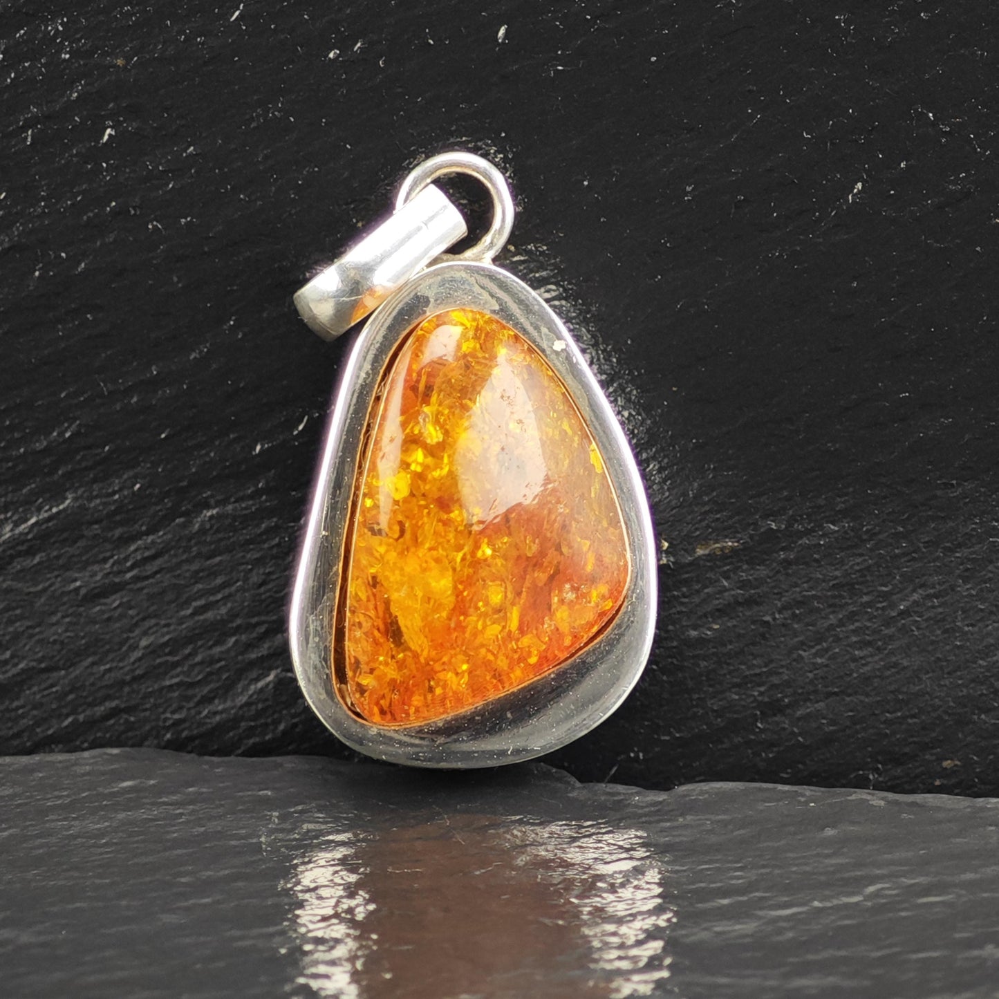 Baltic Amber Abstract Pendant Sterling Silver P3035