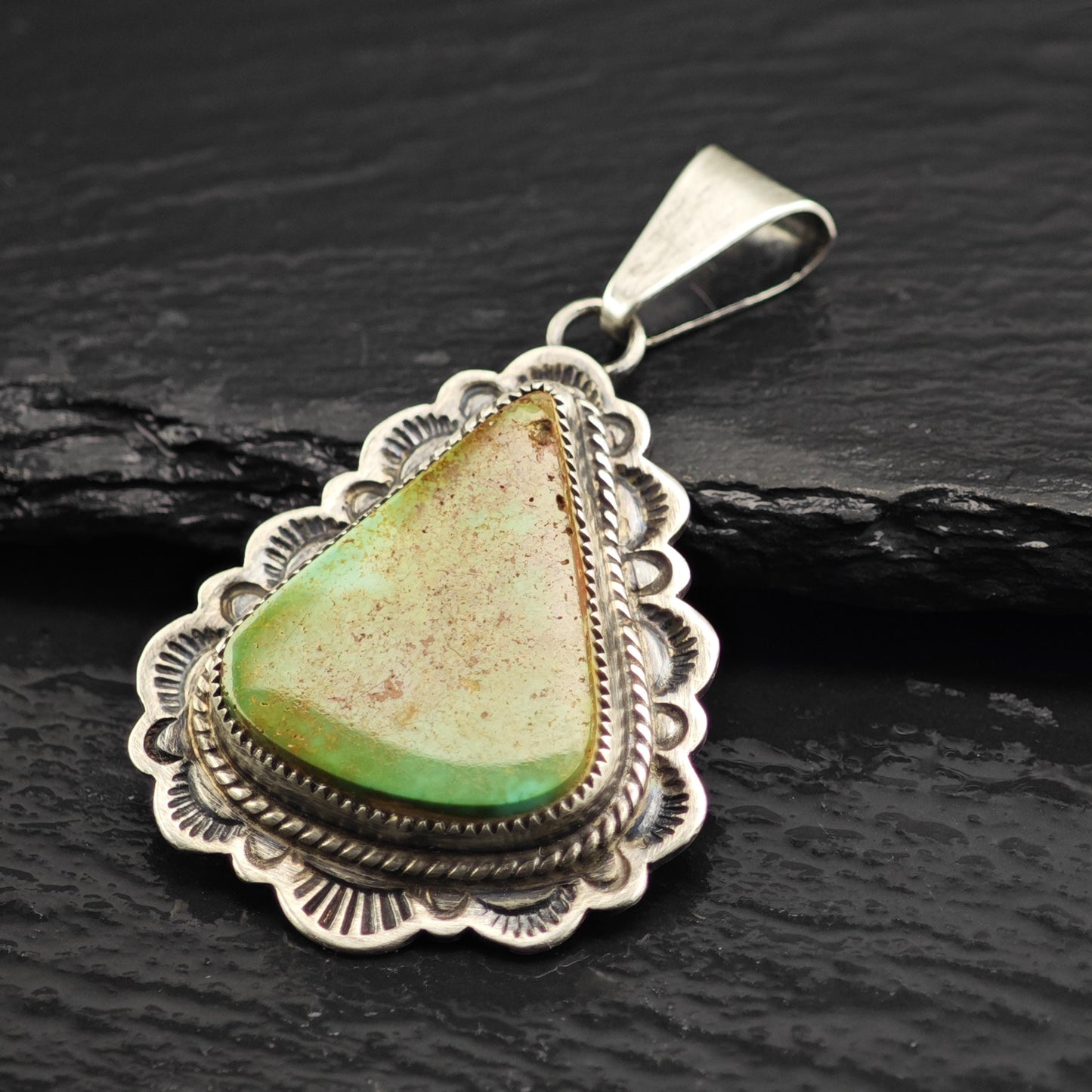 SW Green Turquoise Pendant Sterling Silver P3055