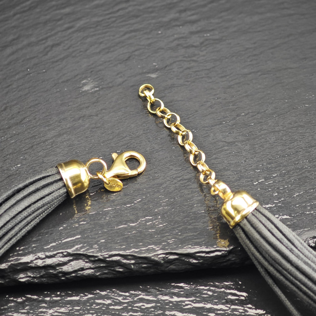 Multistrand Leather Cord & Gold Plated Twist Sterling Silver Necklace N2779