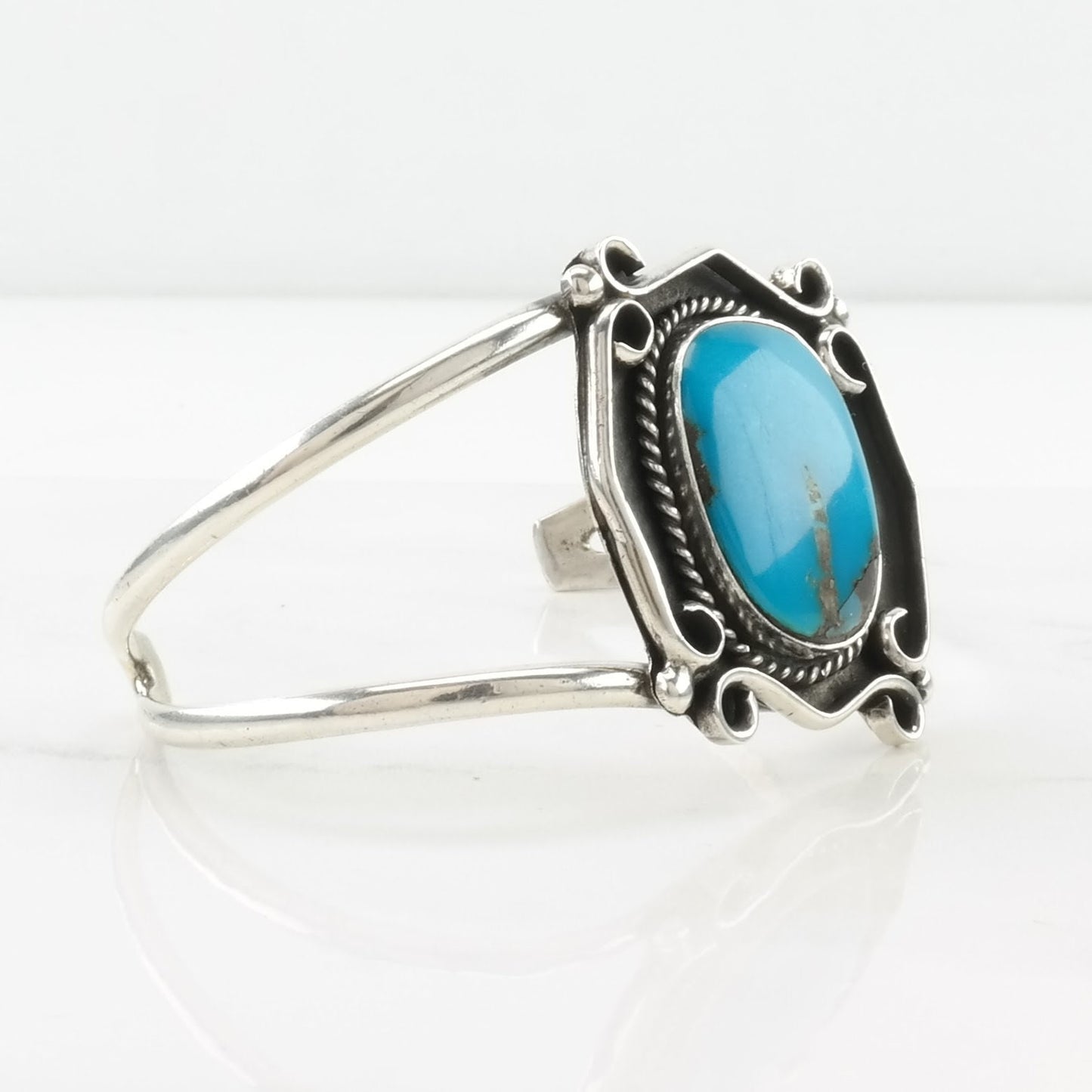 Southwest Sterling Silver Cuff Bracelet Blue Turquoise