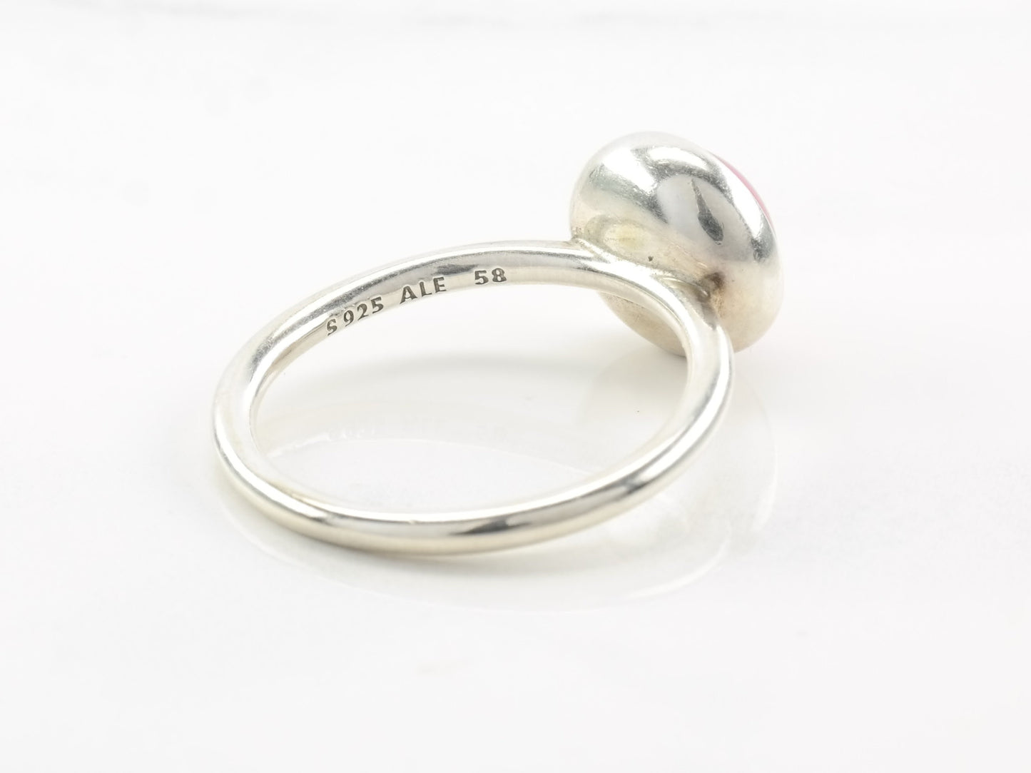 Sterling Silver Pandora Ring Poetic Droplet Minimalist Pink Sz8 1/4 R3849