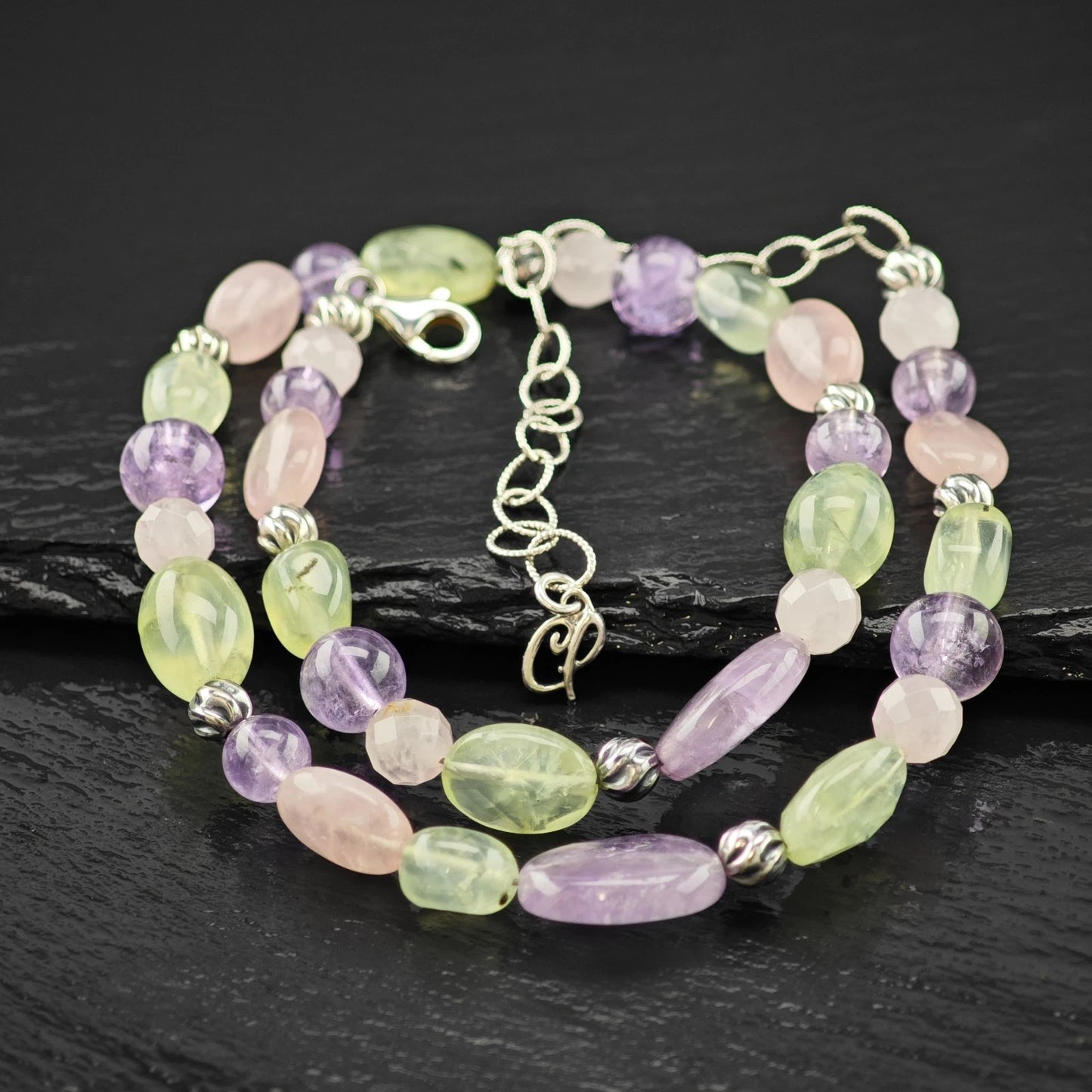 Carolyn Pollack Amethyst Prehnite Beaded Necklace N2645