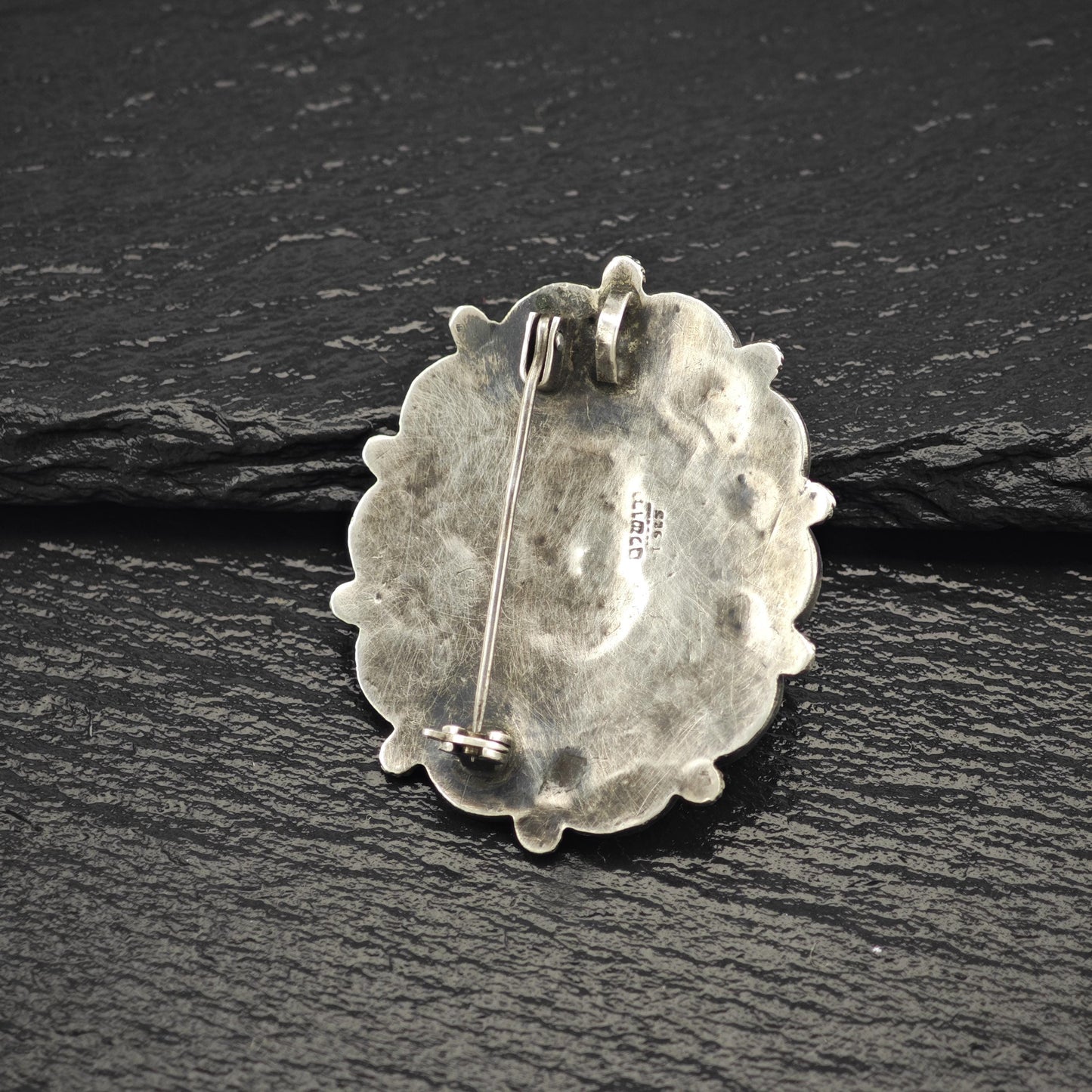 Silver Filigree Brooch Pendant: Vintage Sterling Jewelry