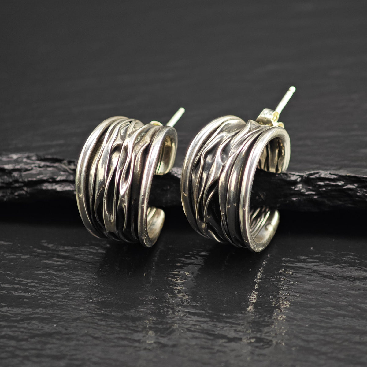 Stud Hoop Sterling Silver Earrings ER3200