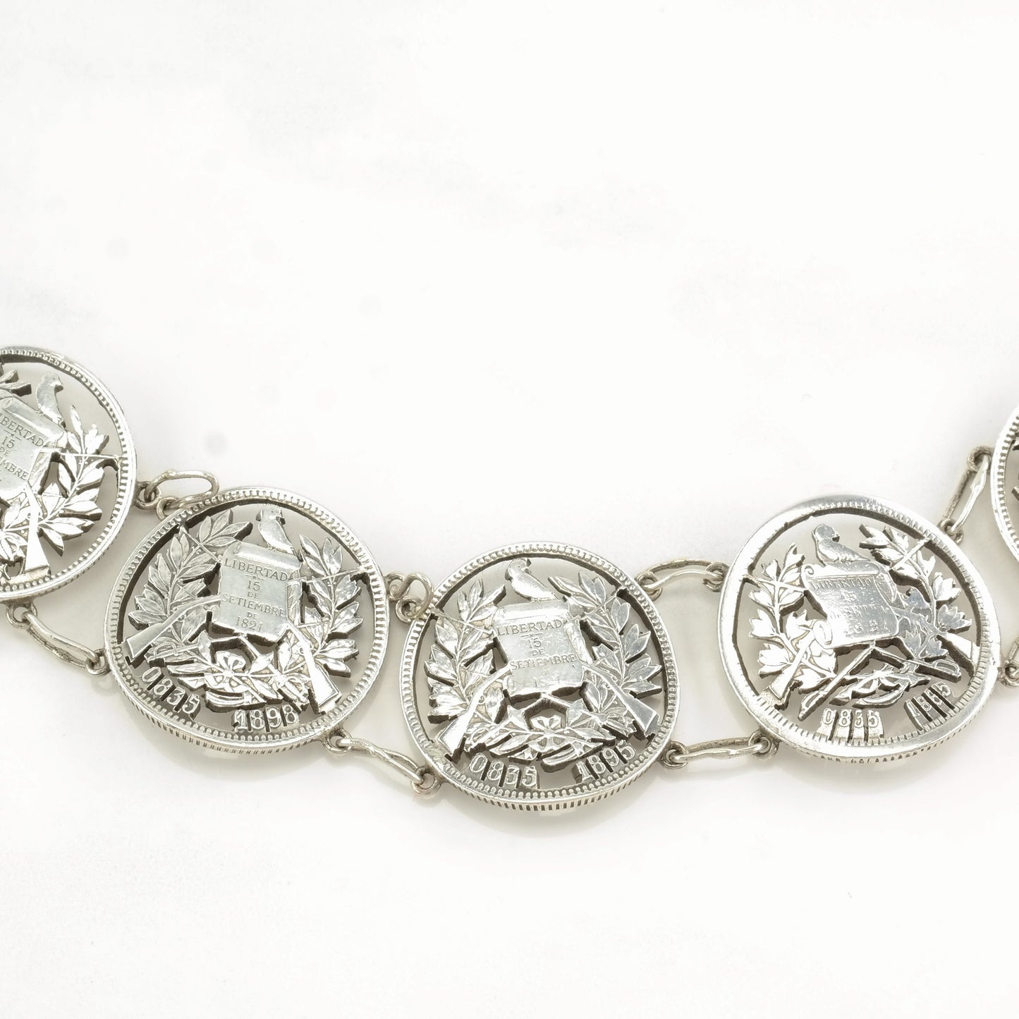 Sterling Silver Link Bracelet Coin, Guatemala Flag