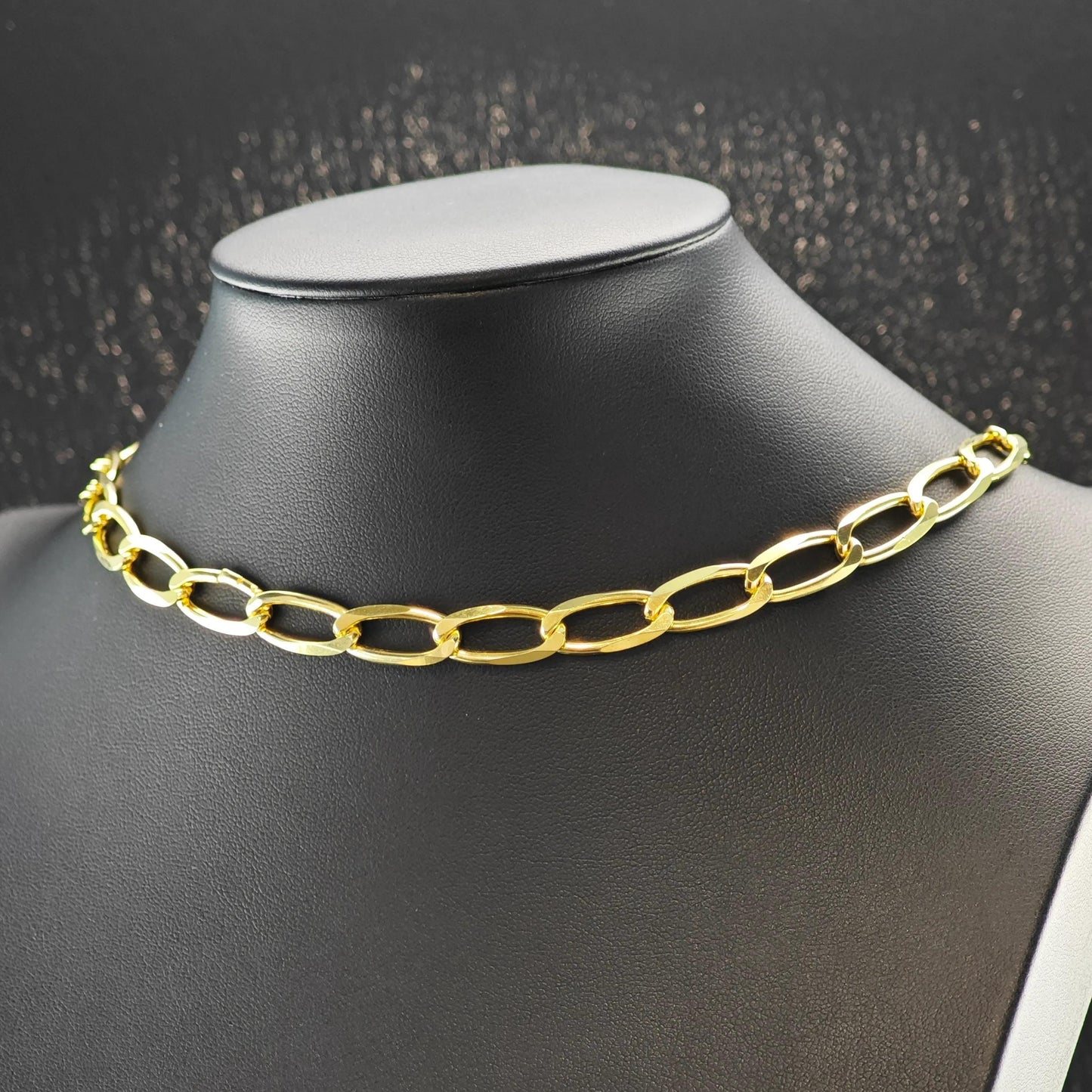 AS IS Sterling Silver Gold Modified Figaro 8mm Link Chain Necklace 24" N2646