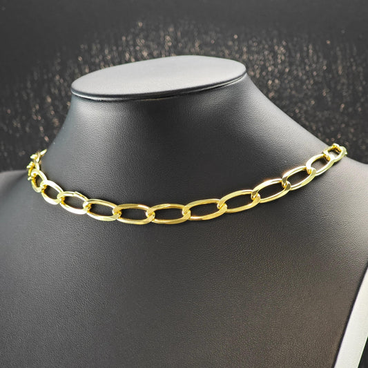 AS IS Sterling Silver Gold Modified Figaro 8mm Link Chain Necklace 24" N2646