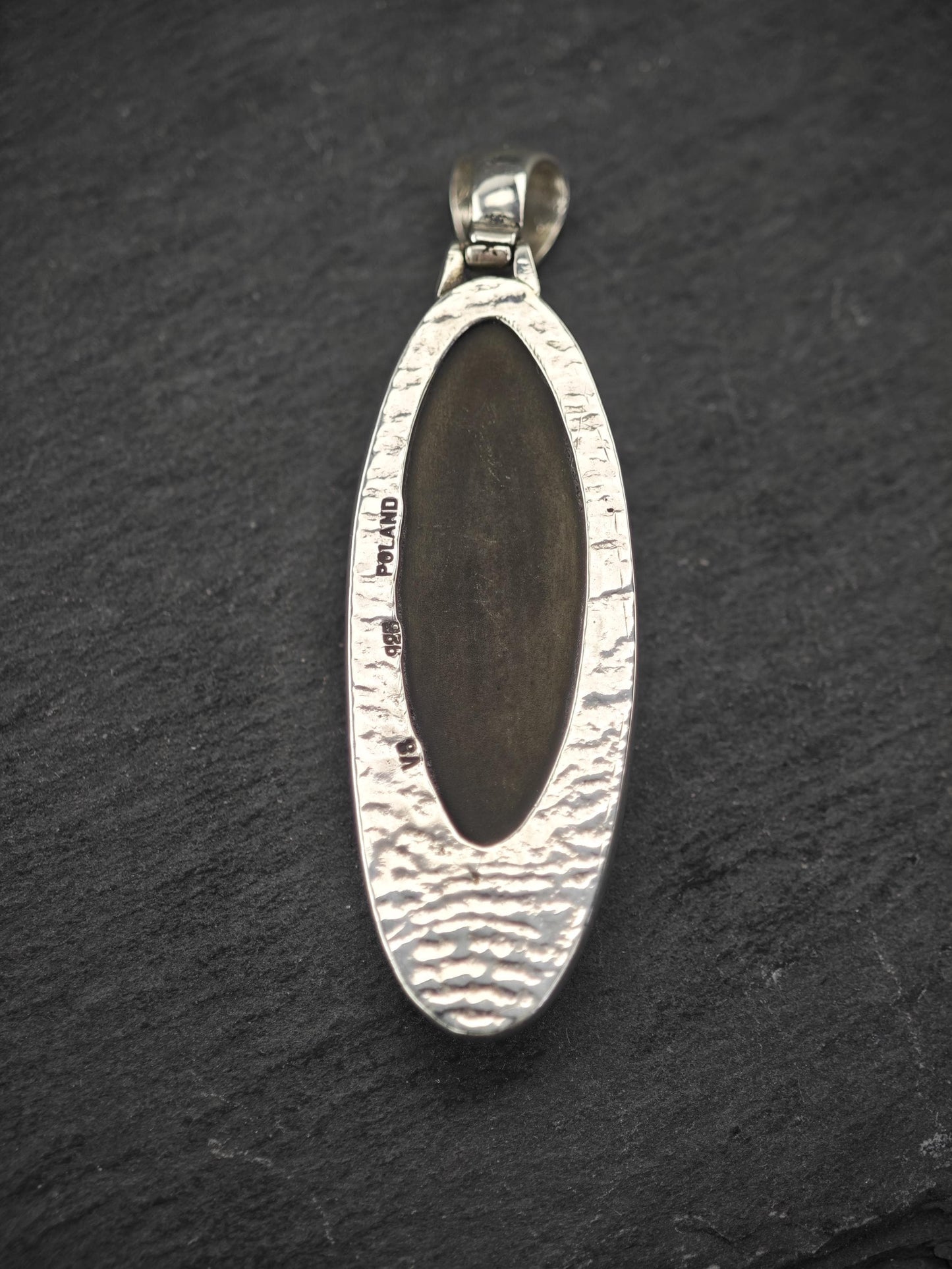Vintage Modernist Amber Pendant, Poland Sterling Silver