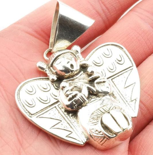 Vintage Fertility Heart Symbol Sterling Silver Pendant