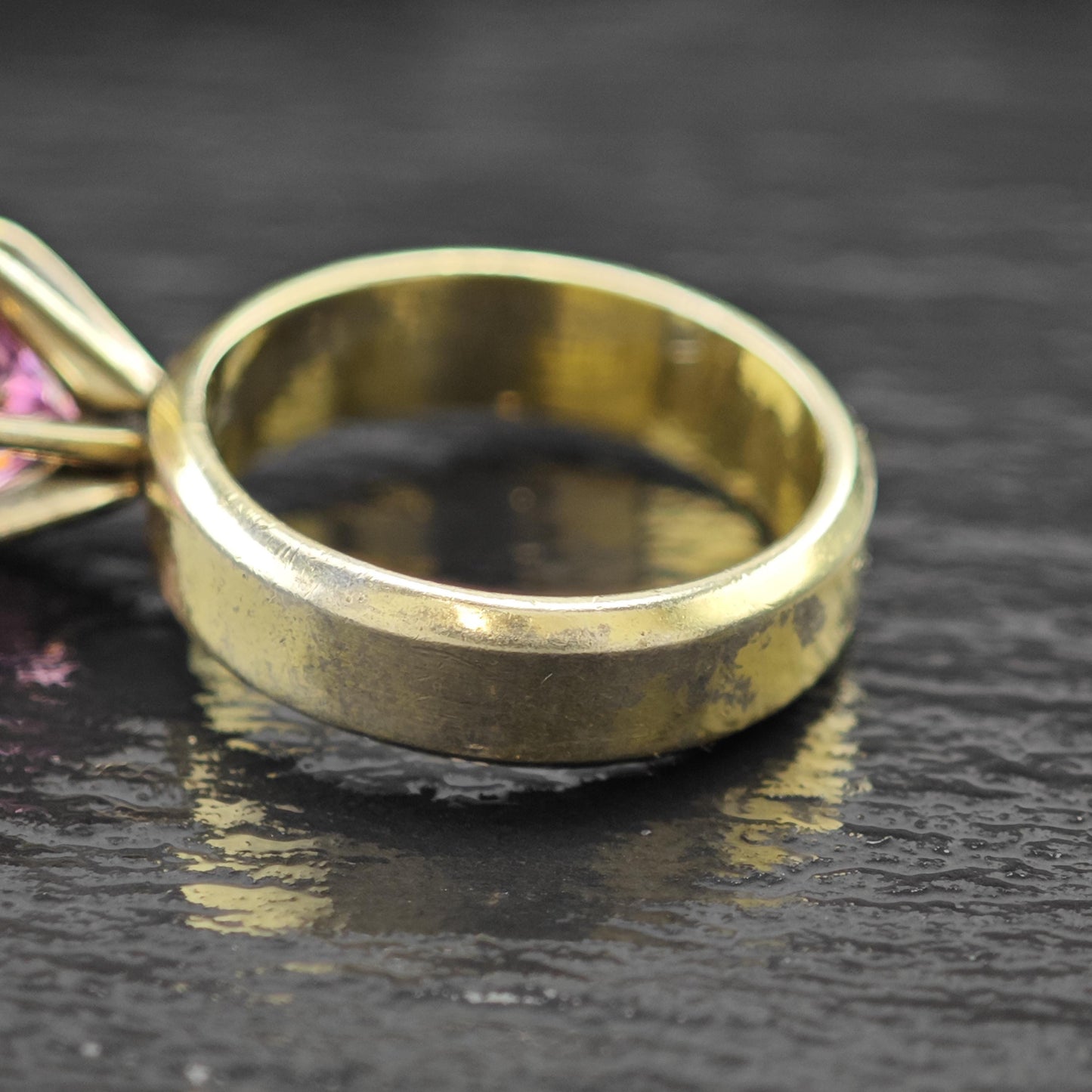 Pink CZ 14K Gold Plated Ring Sterling Silver Sz 5 R6162