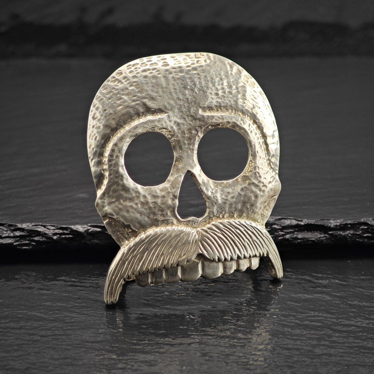 Vintage Skull, Mustache 1 1/4" Belt Buckle Sterling Silver MISC0407