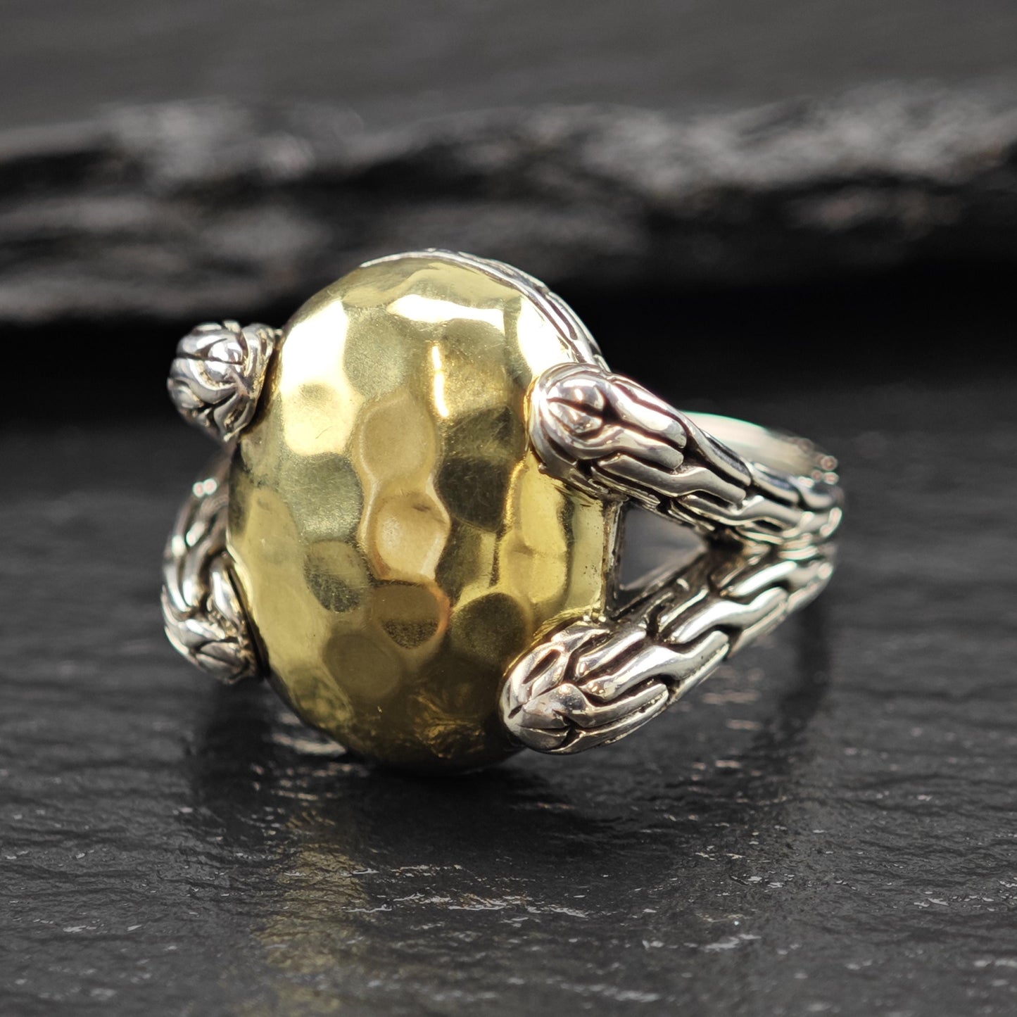 John Hardy 18K Gold Accent Ring Sterling Silver Sz 7 R6019