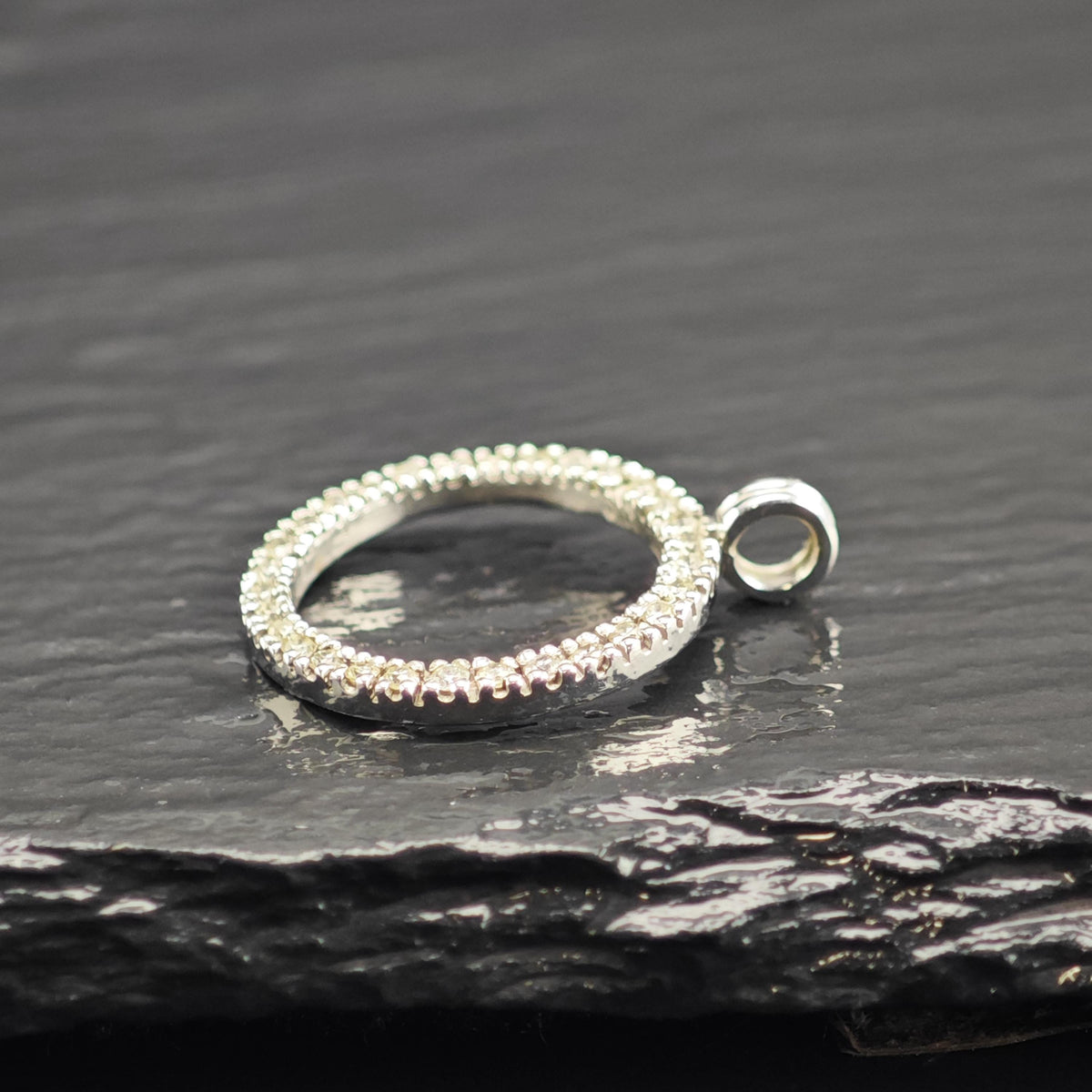 30 Diamond Circle Pendant 14K White Gold P3111