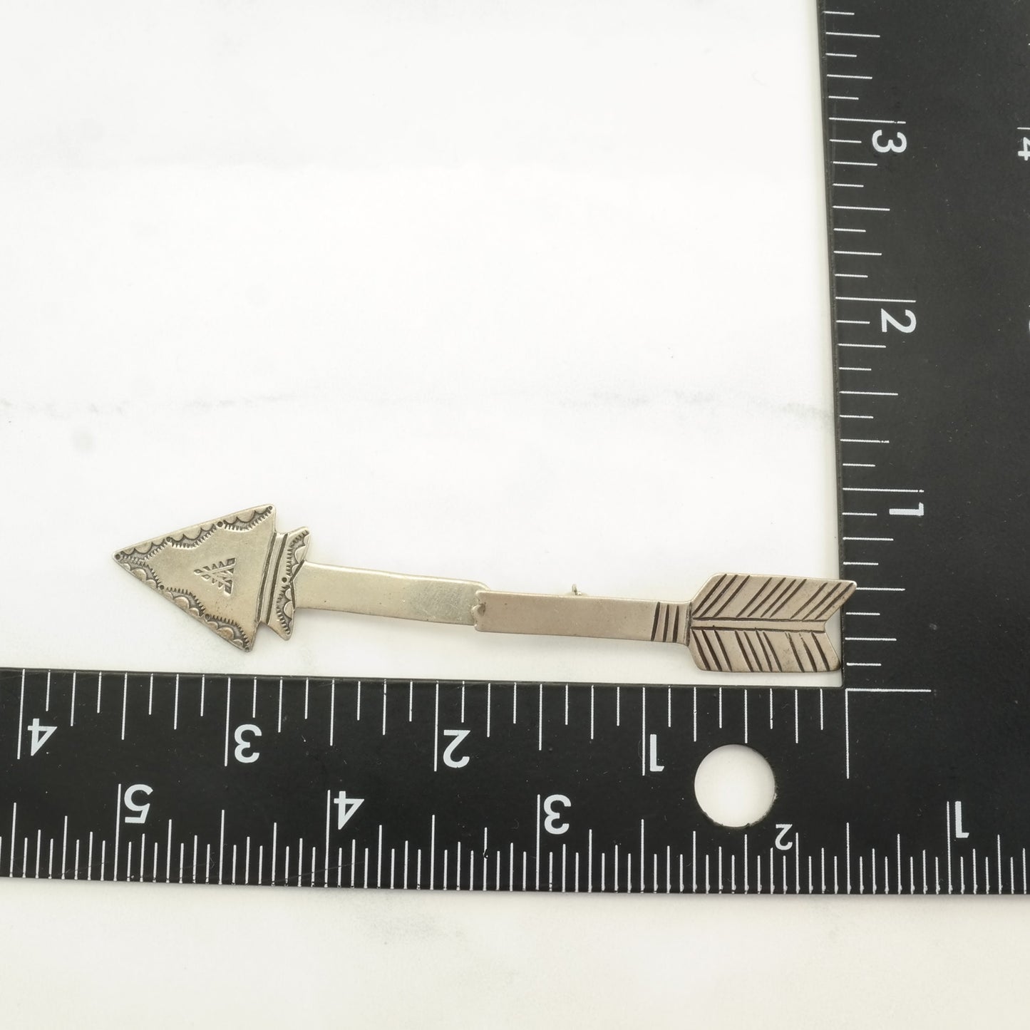 Native American Sterling Silver Brooch Stamped Articulated Arrow