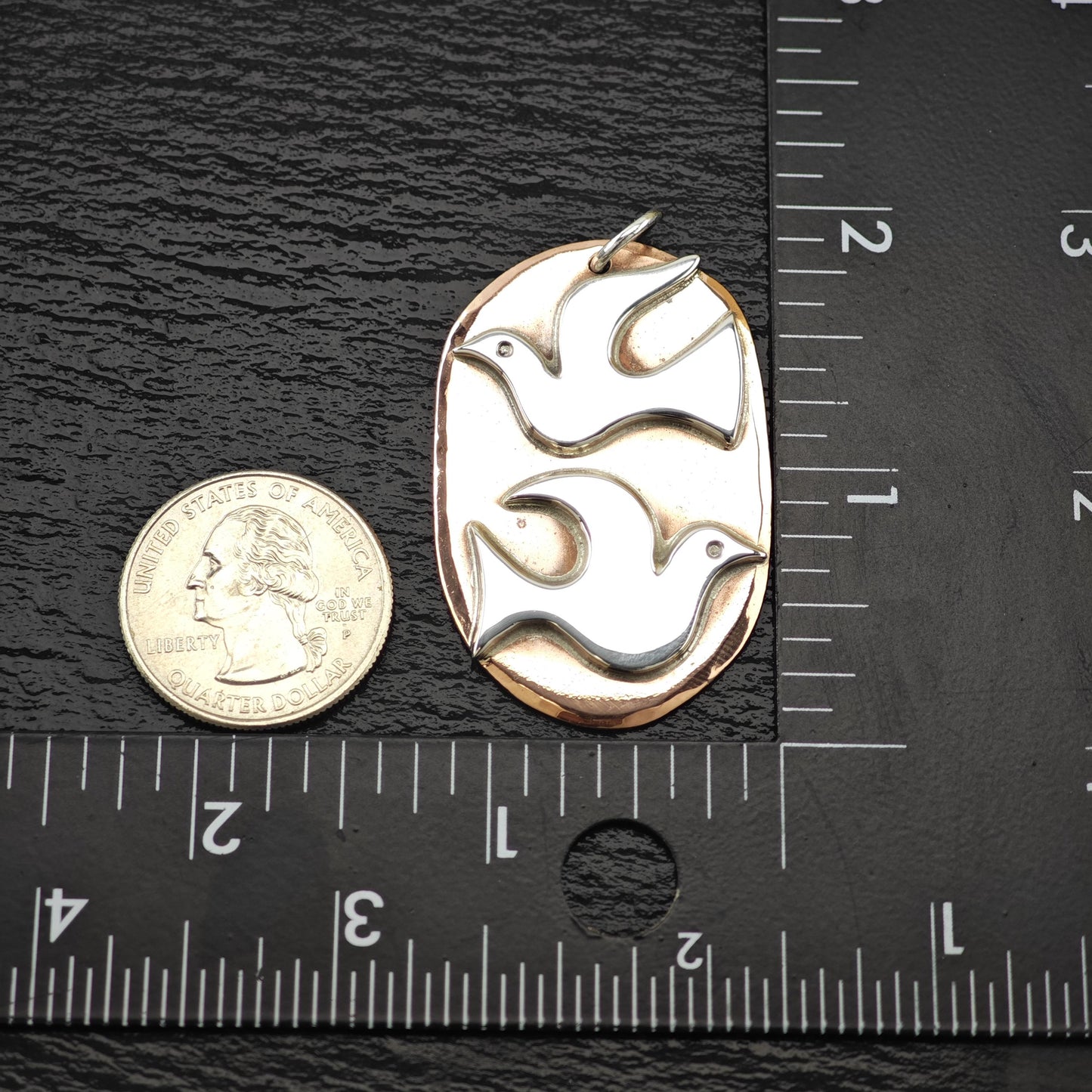 Retired James Avery Copper Dove Pendant Sterling Silver P2803