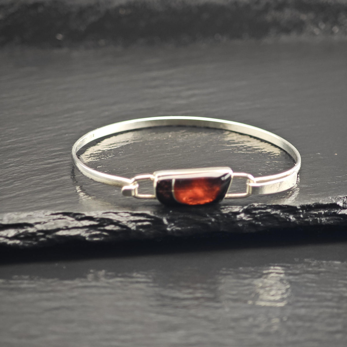 Resin Inlay Poland Dainty Sterling Silver Bangle Sz 6 3/4" BR3126
