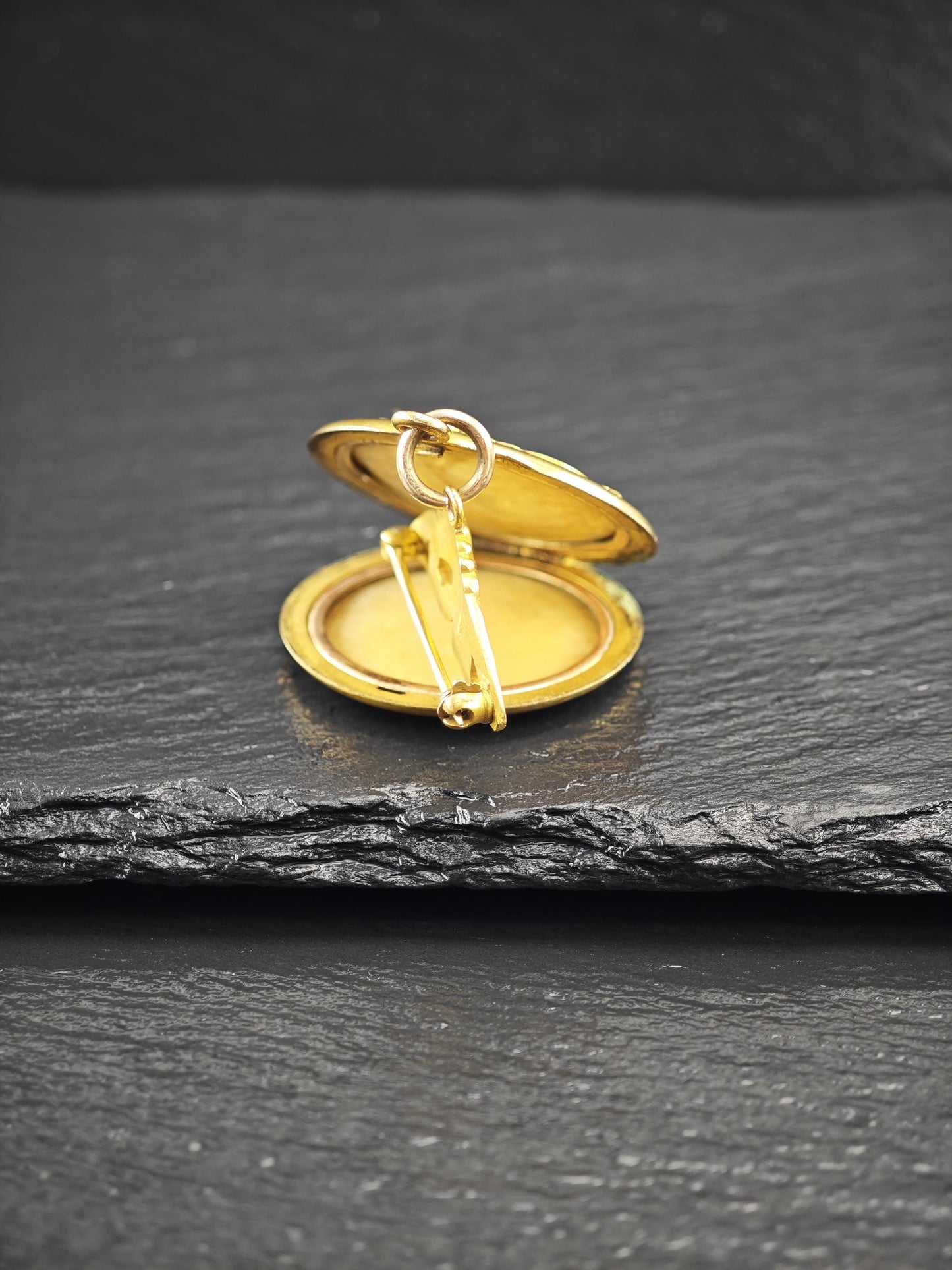 Art Nouveau Monogram Locket, Gold Diamond Brooch