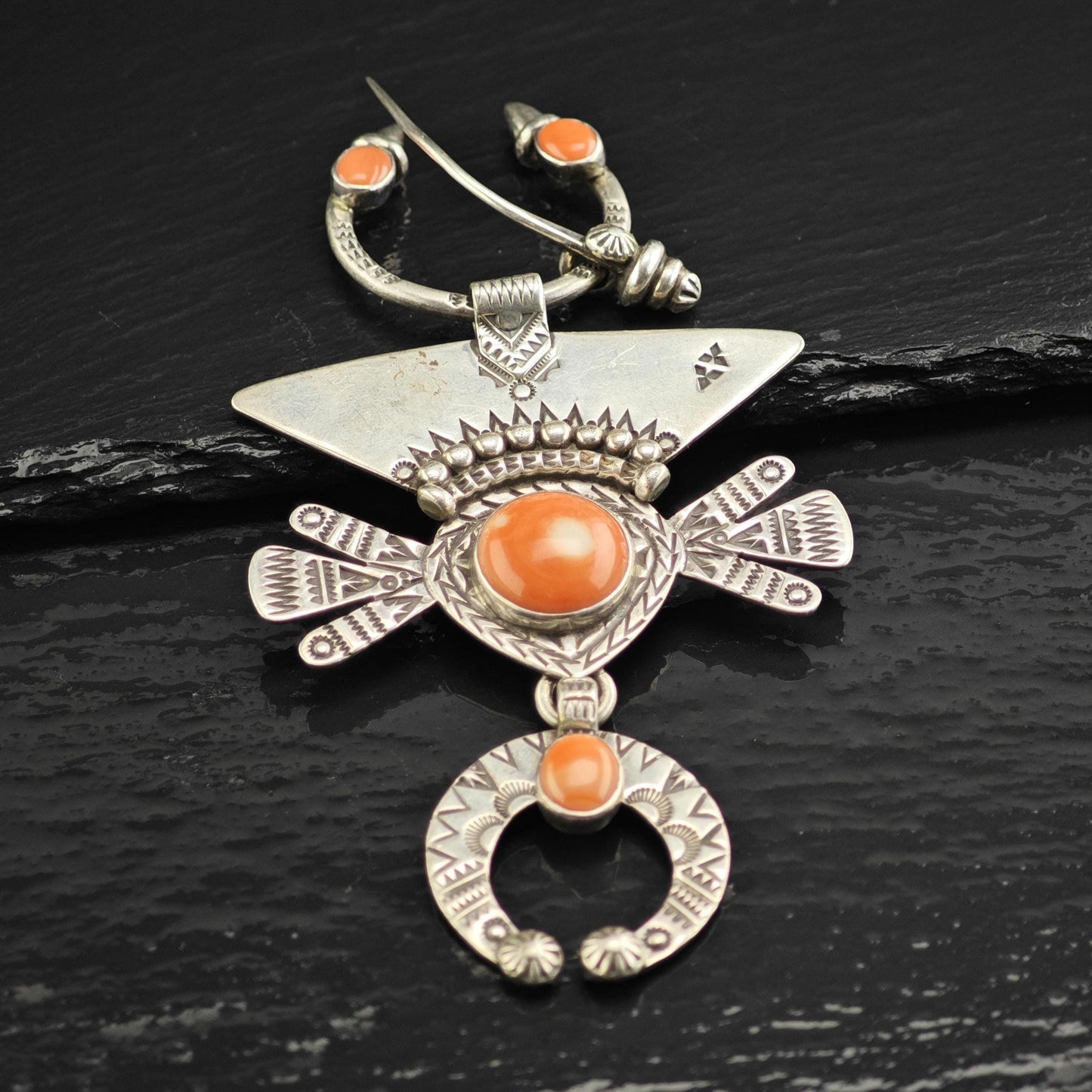 Kabylie Fibula, Coral by Melanie Deluca Sterling Silver