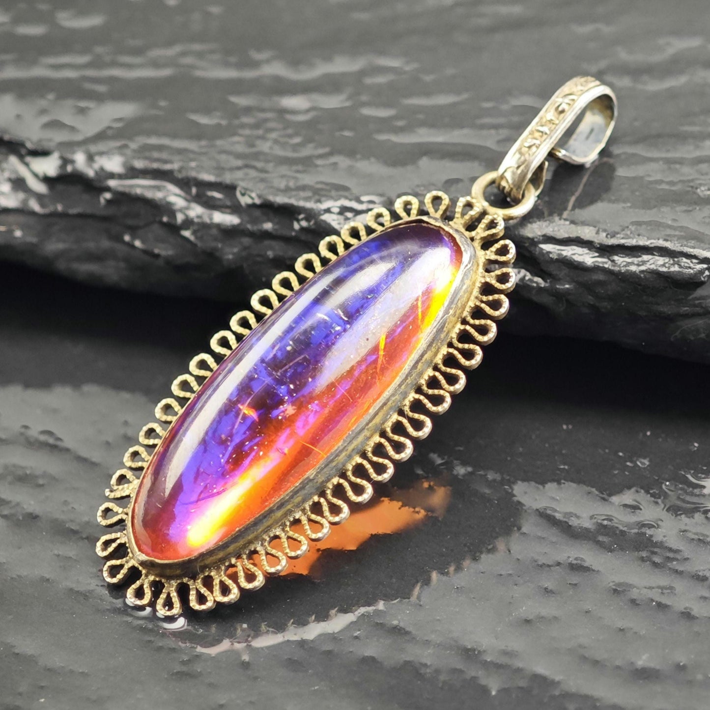 Dragon's Breath Opal Glass Pendant Sterling Silver P3049