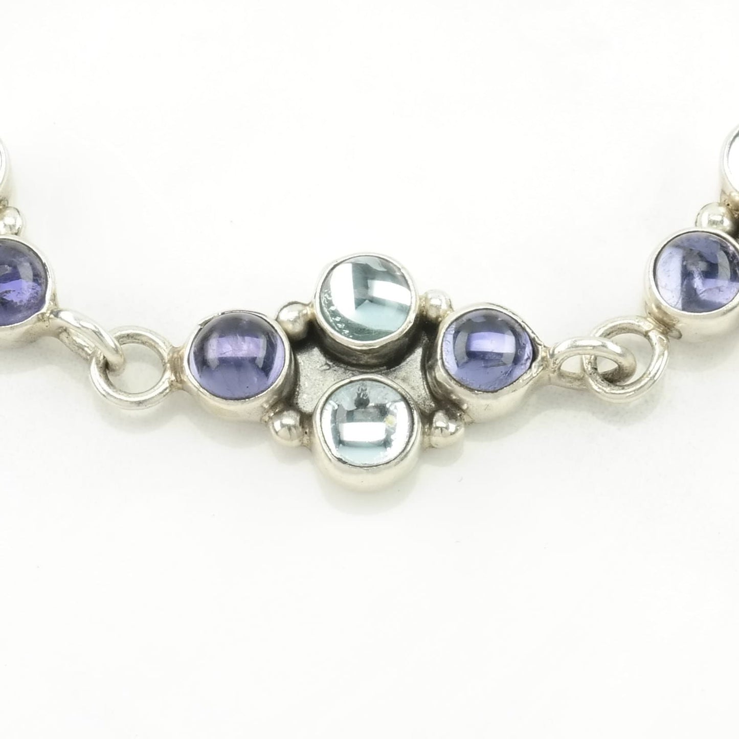 Sterling Silver Link/T-Bar Bracelet Purple Topaz, Iolite