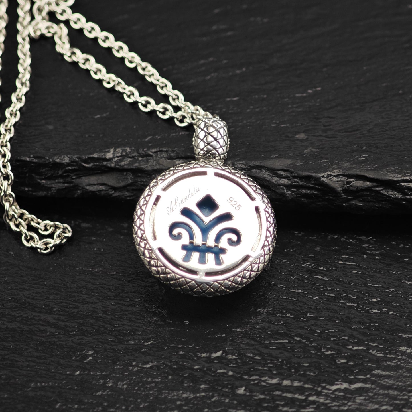 Andrea Candela Blue Doublet Pendant, Diamond Accent Sterling Silver Necklace N2734