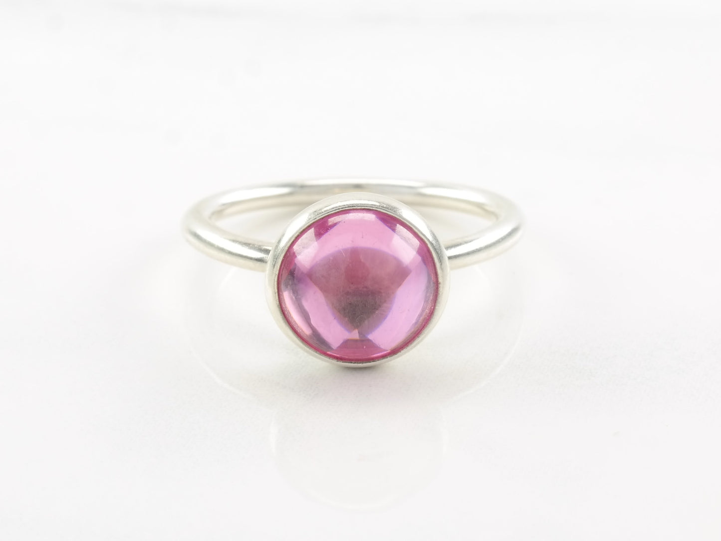 Sterling Silver Pandora Ring Poetic Droplet Minimalist Pink Sz8 1/4 R3849
