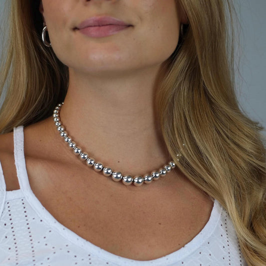 Vintage Tiffany 10mm Bead, Hardwear Beaded Necklace Sterling Silver N2506