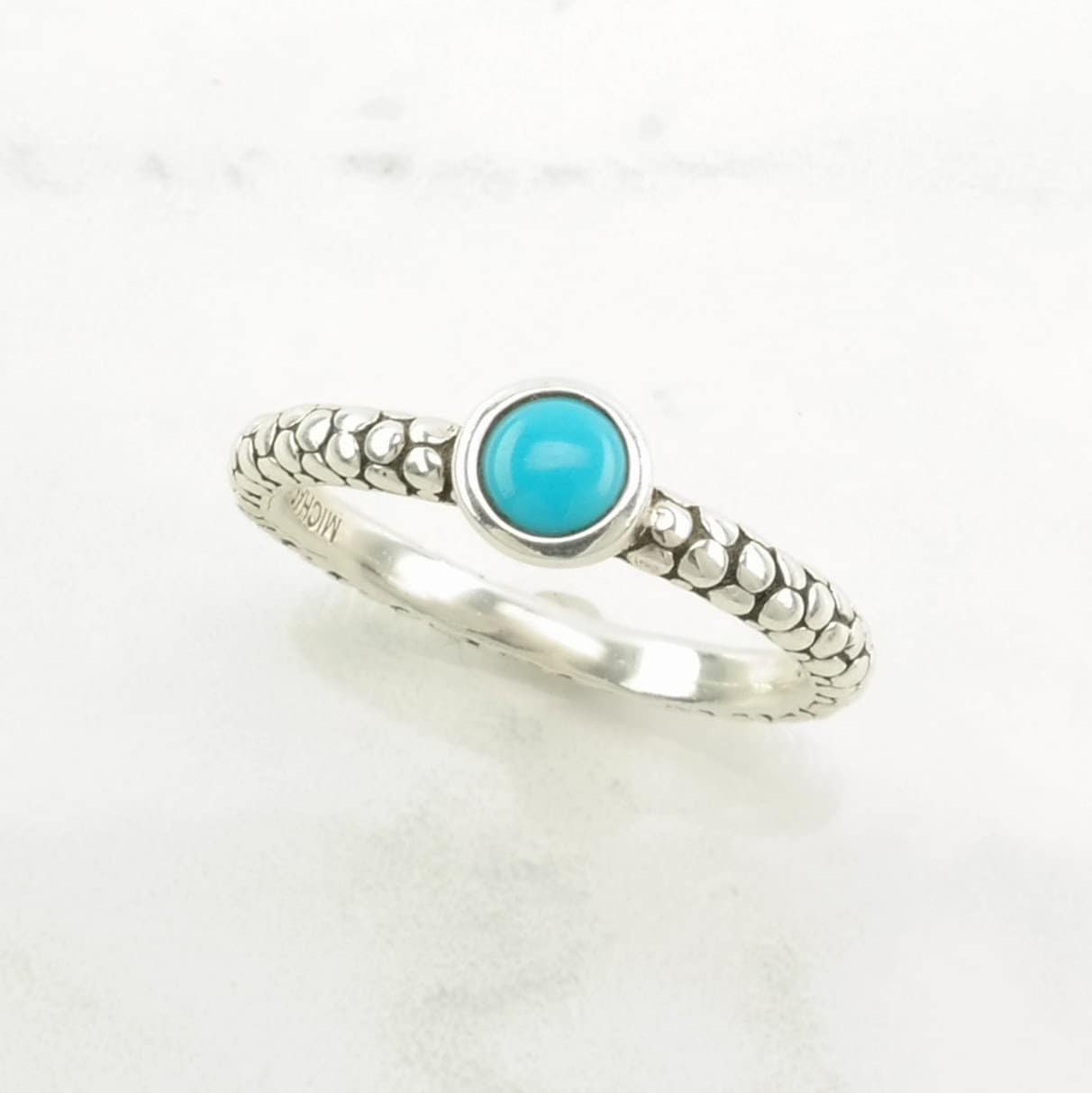 Vintage Michael Dawkins Sterling Silver Ring Turquoise, Pebble Band Blue Size 10