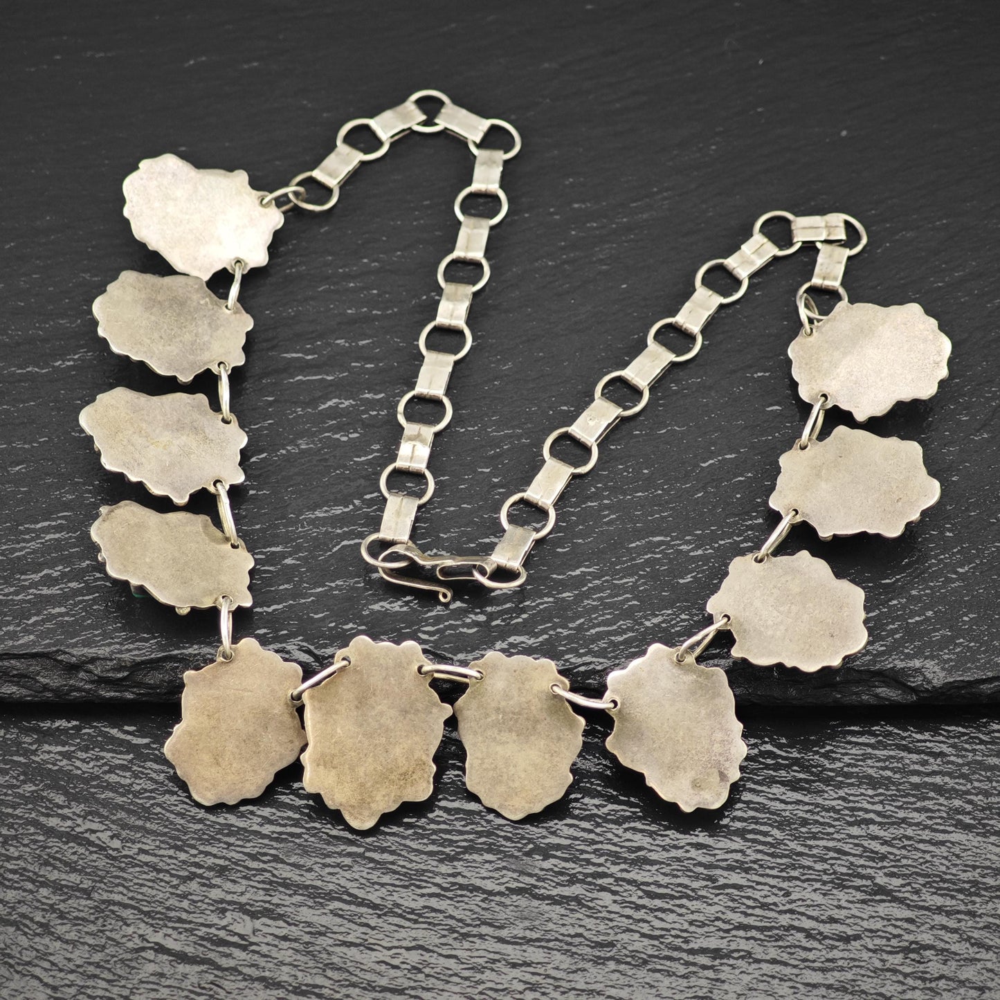 Sterling Silver Necklace: Taxco Green Onyx - Estate Jewelry