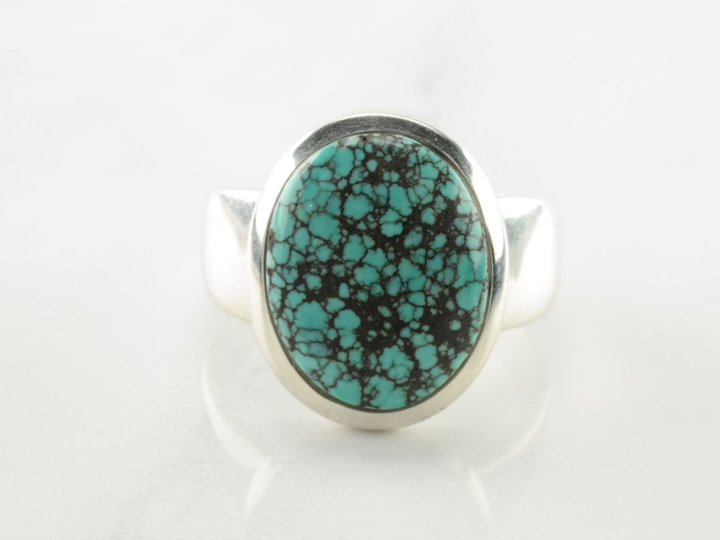 Spiderweb Turquoise Sterling Silver Ring