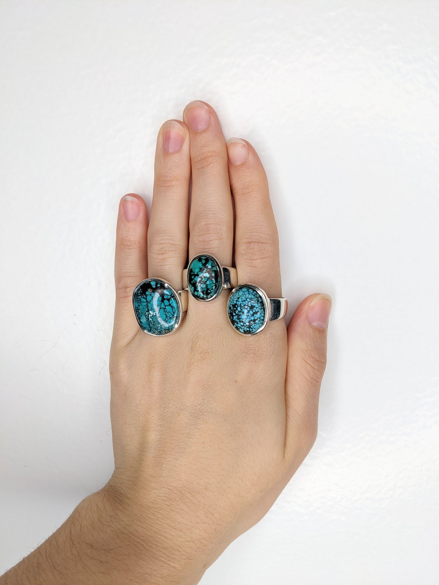 Vintage Southwest Ring Spiderweb Turquoise Sterling Silver Size 7 1/2