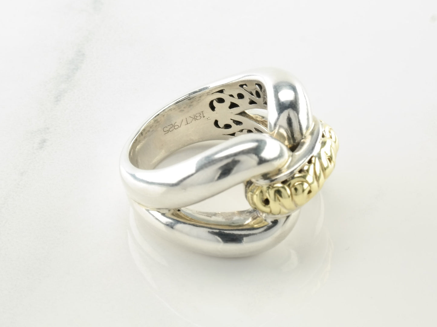 Vintage Krypell Sterling Silver Ring 18KT Gold Size 6 3/4