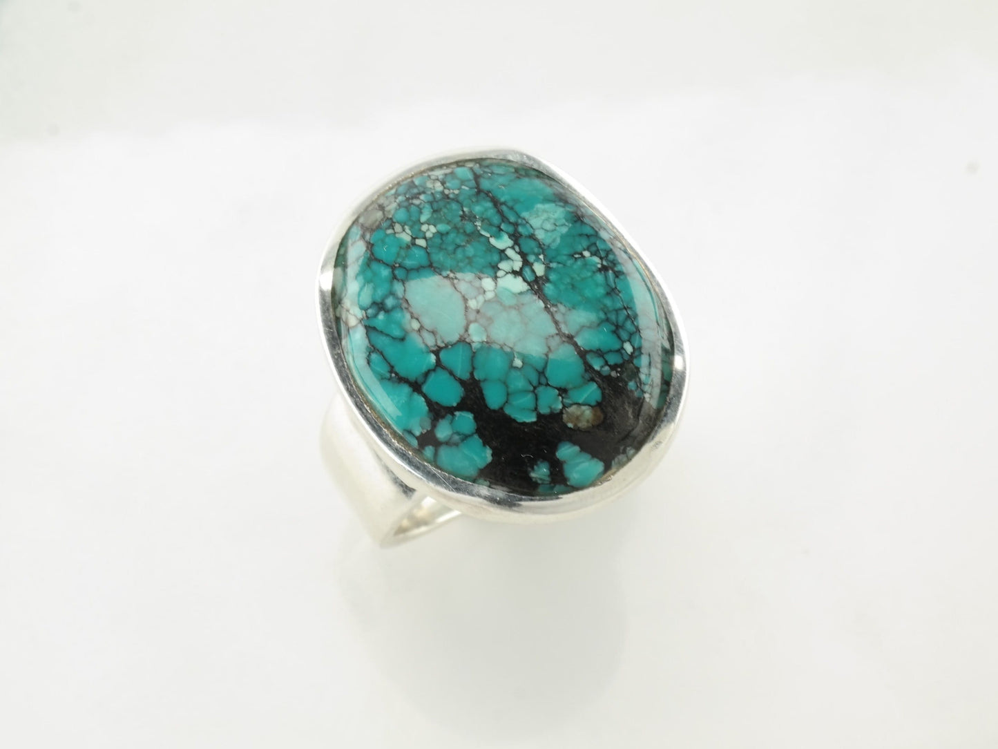 Vintage Southwest Ring Spiderweb Turquoise Sterling Silver Size 7 1/2